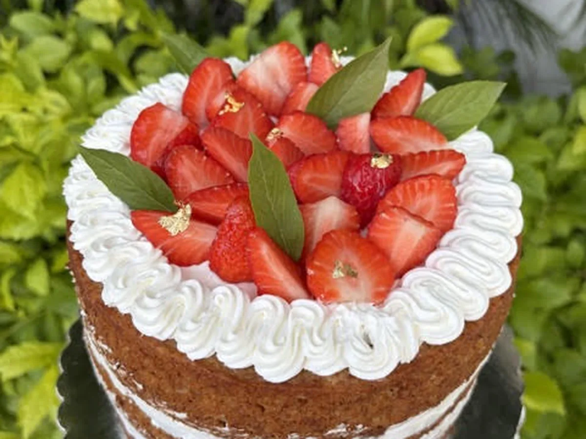 Pastel de fresas de Vegan Sweet Mx